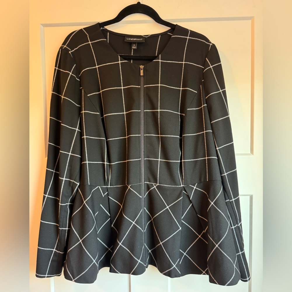 Lane Bryant Black and White Grid Blazer